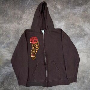 Vintage Independent Organic Cotton Full Zip Brown Brewing Co Hoodie Adult Large